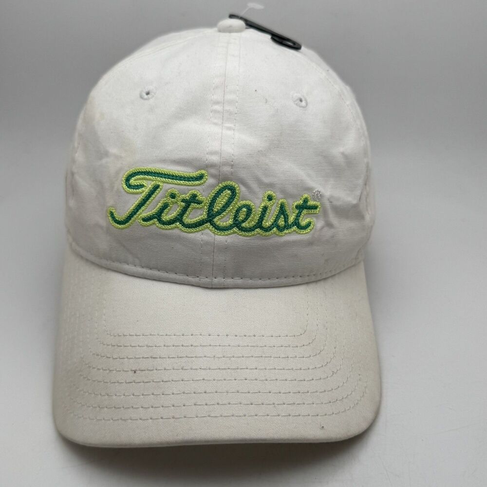 Titleist Golf Hat Cap White Green Pink Ribbon Breast Cancer Adjustable